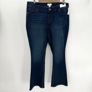 Maurices M. Jeans Womens 14W LONG Dark Blue Classic Flalre Mid Rise Stretch NEW